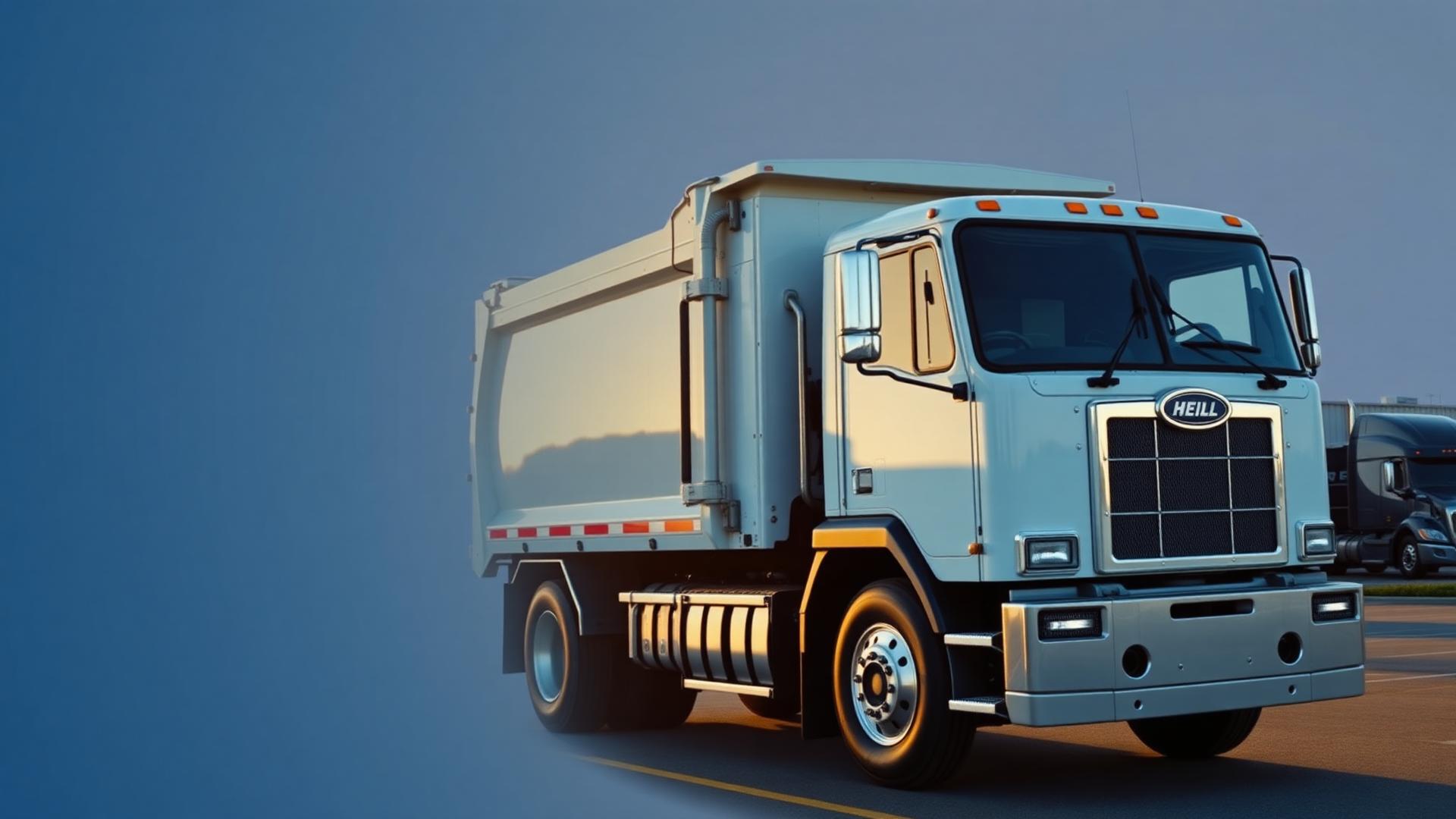 New Heil refuse truck on a dealership sales lot